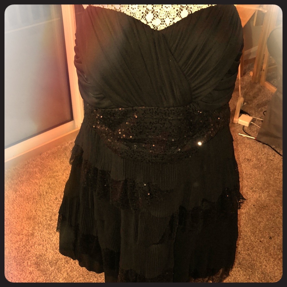 Strapless black with sequence detail prom dress